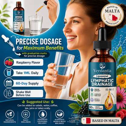 Liposomal Lymphatic Drainage Drops — 11 In 1 Organic Lymphatic Drainage Supplement with Elderberry, Echinacea, Burdock Root, Calendula & Dandelion. Supports Lymphatic Health. 60ML.